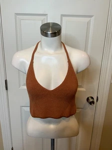 Rag & Bone Light Brown Ribbed Crop Tank Top, Size Small - Picture 1 of 5