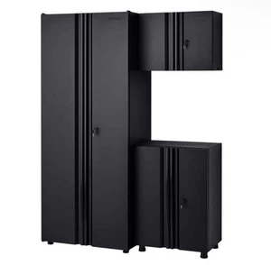 Husky Garage Storage System 54.5" W x 75" H x 19.6" D Steel in Black (3-Piece) - Picture 1 of 7