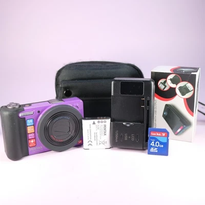 Pentax Digital Camera Optio RZ10 14.1MP Purple Tested Full Working Set - Image 1 of 4