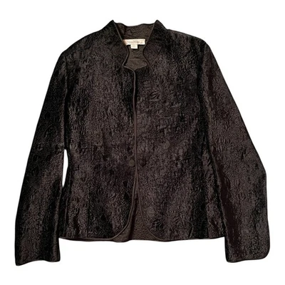 Chaqueta Blazer Max Mara Etiqueta Blanca Terciopelo Bordado Floral Negra Mujer Talla 14 Foto 1 de 4