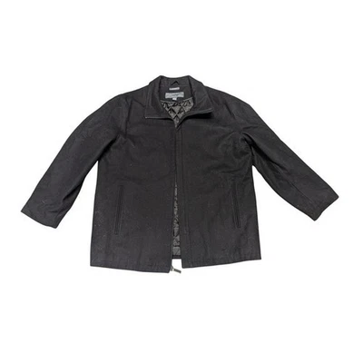 Perry Ellis Portfolio Wool Blend Coat Jacket Mens Black Warm Quilted L - Image 1 of 4