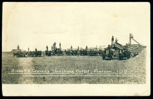 REAL PHOTO POSTCARD - RIDDELL & CRAVEN'S THRESHING OUTFIT - PIERSON, MB - Picture 1 of 1