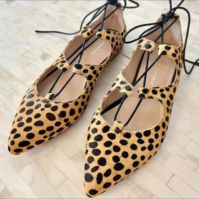 Loeffler Randall туфли женщин 7B на шнуровке гепард печать икры волос кожи - Изображение 1 из 3