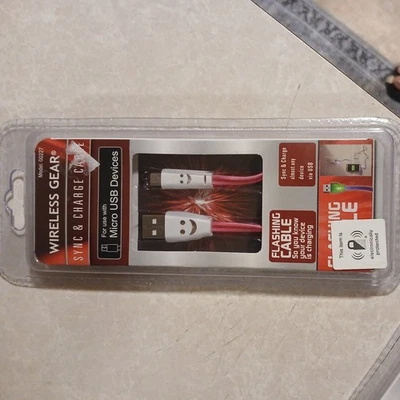 Wireless Gear Micro USB Cable Connectors Sync & Charger 3 FT Light Up Cable - Image 1 of 2