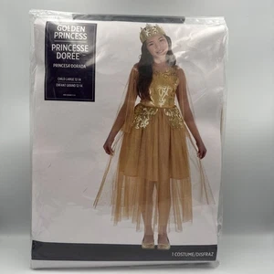 Golden Princess Gold Queen Suit Halloween Child Costume Size Child L 12-14 - Picture 1 of 1
