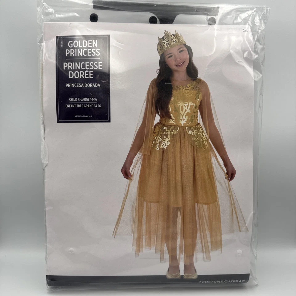 Golden Princess Gold Queen Suit Halloween Child Costume Size Child XL 14-16 - Image 1 of 1