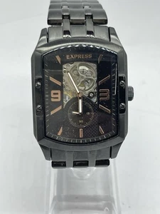 Express Men's Black Rectangle Stainless Steel Watch FMDEX025S - Picture 1 of 10