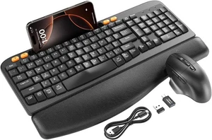 Ergonomic design keyboad, Wireless Keyboard and Mouse Combo, Ergonomic Wave Keys - Picture 1 of 5