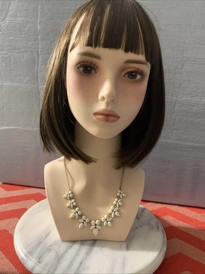 Collar J.Crew Tono Dorado Cadena Marfil Corte Piedra Distintivo 0.40kg. Foto 1 de 4