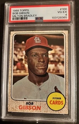 1968 Topps Milton Bradley Bob Gibson #100 HOF St. Louis Cardinals (PSA 4) RARO - Imagem 1 de 2