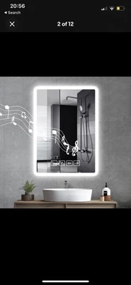 500 x 700 mm Bluetooth Bathroom Mirror with LED Lights Wall Mounted Demister UK - Image 1 of 4