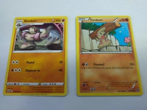 Pokemon Cards Evolution Set of 2 cards, GURDURR stage 1, TIMBURR basic - Picture 1 of 1