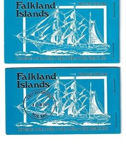FALKLAND ISLANDS BOOKLETS B3 MINT NH & CANCELLED BOOKS BLUE COVER 'A.E.S.' 'NAUT - Picture 1 of 2