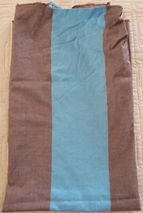 VINTAGE 1960s-1970'S (2) Blue Brown Stripe FABRIC 100% Cotton woven - Picture 1 of 2