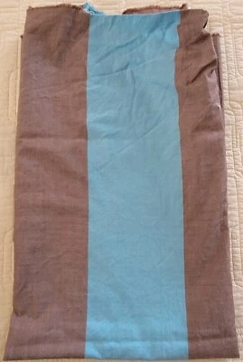 VINTAGE 1960s-1970'S  (2) Blue Brown Stripe  FABRIC  100% Cotton woven - Image 1 of 2
