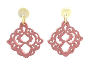 camilieri Horn Ohrringe Ohrhänger Ohrstecker rosa Handarbeit NEU - Bild 1 von 1