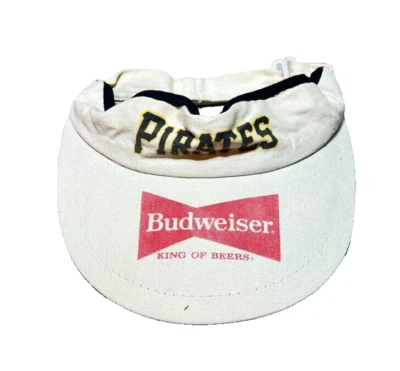 Vintage Pittsburgh Pirates Visor Hat Mens Cap Beige King of Beers Budweiser 90s - Image 1 of 4
