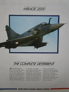 10/1987 PUB AVIONS MARCEL DASSAULT BREGUET AVIATION MIRAGE 2000 FIGHTER AD - Imagen 1 de 2