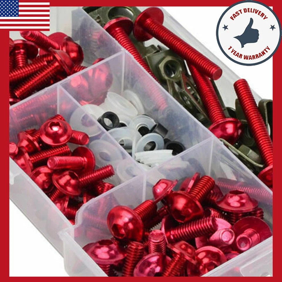 Tornillos de carrocería de carenado completo para motocicleta para Kawasaki aluminio rojo Foto 1 de 4