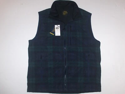 POLO RALPH LAUREN Men Zip Pony Performance Water Repellent Vest BLACKWATCH PLAID - Image 1 of 4
