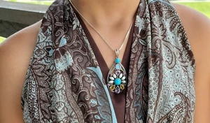 NICKY BUTLER STERLING SILVER TURQUOISE AMETHYST CITRINE PEARL PENDANT NECKLACE - Picture 1 of 15