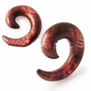 PAIR-Tapers Spiral Wood Look Acrylic 08mm/0 Gauge  - Picture 1 of 3