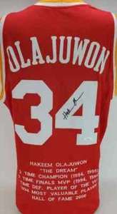 Hakeem "The Dream" Olajuwon Signed Houston Rockets Career Stat Jersey (JSA COA) - Picture 1 of 8