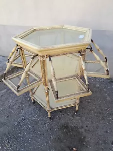 TAVOLINO OTTAGONALE PIANO A VASSOIO E VETRI LATERALI RIPIEGABILI - 1940 EMILIA - Foto 1 di 18