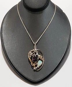 STEIN ANHÄNGER MIT LIBELLE 18" STERLINGSILBER KETTE - Bild 1 von 12