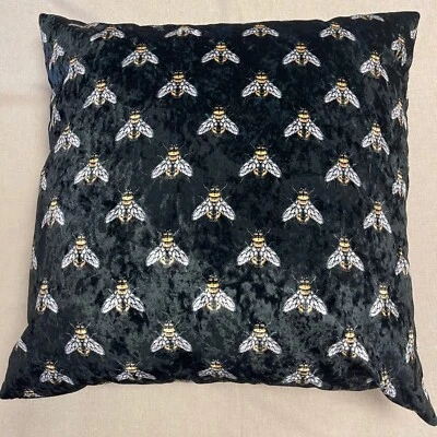 Hand Made Double Sided Velvet - Large Cushion Cover with Bumble Bees - Image 1 of 3