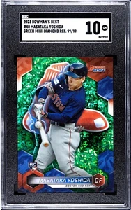 2023 Bowman’s Best Masataka Yoshida RC Green Mini Diamond Refractor /99 SGC 10 - Picture 1 of 2