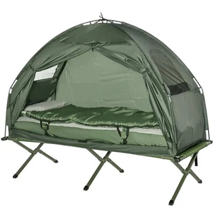Folding Camping Cots Portable Elevated Tent W/Air Mattress 1-Person Tent, Green - Picture 1 of 11