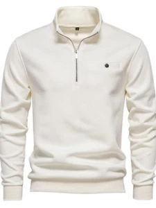 Men's Quarter Zip Long Sleeve Sweatshirt - Picture 1 of 28