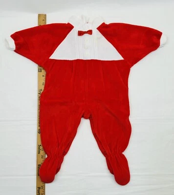Mameluco de terciopelo rojo bebé niño Carter's vintage años 80 traje de vacaciones EE. UU. 6 meses Foto 1 de 4