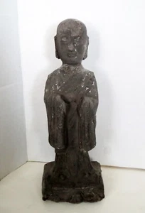 Antique Chinese Ancient Tomb Attendant QING BUDDHA SILVER POTTERY SCULPTURE - Picture 1 of 8