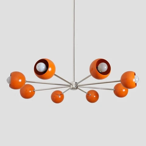 8 Light Colored Hanging Light -Antique Brass Fixture Colored Sputnik Chandelier Cover
