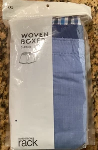Men NEW "Nordstrom Rack" 3 pack Woven Boxers. Blues in color. Size 2XL - Picture 1 of 2