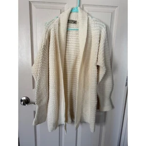 Peruvian Link Alpaca Cardigan Open Front Knit Sweater Cream Cozy ep - Picture 1 of 4