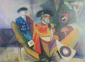 Luis Cossìo Marino (Lima 1932-2020) tempera tela 1990-2000 Perù Modern Art - Foto 1 di 9