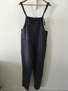 Navy  Soft Lightweight  Cotton Mix Relaxed Fit Baggy Dungarees Size  S / M