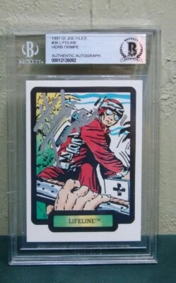 1987 GI Joe Files Card #36 Lifeline SIGNED HERB TRIMPE Beckett BAS Authentic - Image 1 of 2