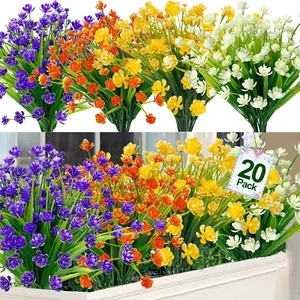20 Bundles UV Resistant Artificial Flowers for Outdoor Summer Decor - Picture 1 of 12