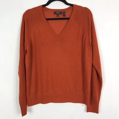 Suéter New Theory Mujer Pequeño S Naranja Óxido Relajado Lana Merino Cuello Refinado Foto 1 de 4