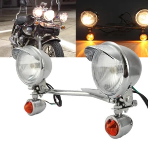 Barra de luz de paso para Harley Softail Dyna Sportster punto niebla señal de giro cromada - Imagen 1 de 11