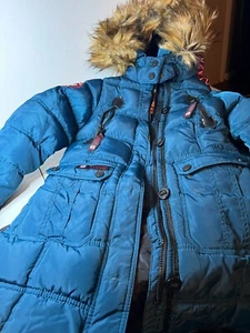 Canada Weather Gear Puffer Coat Girls S (7/8) Blue Peacock Faux Fur Full Zipper - Picture 1 of 15