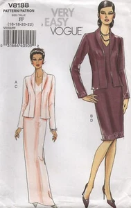 Vogue Sewing Pattern 8188 EASY Jacket & Fitted Dress Straight Long Size 16 - 22 - Picture 1 of 13