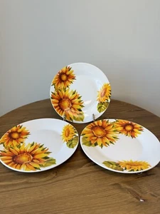 Juego de 3 platos de ensalada Royal Norfolk con patrón de girasol de 8" - Imagen 1 de 7