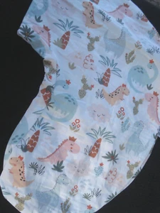 Boppy U- Shape Pillow Cover Pink Aqua Yellow Dinosaur Print NEW - Picture 1 of 4