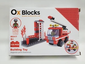 Ox Blocks 133Pcs Fire Station Only ( 1 )Figure, Building Toy Open Box #0317 read - Picture 1 of 13