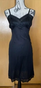 Vintage Vanity Fair schwarz Dessous Trikot komplett Nylon transparenter Besatz voller Slip Größe 32 - Bild 1 von 4